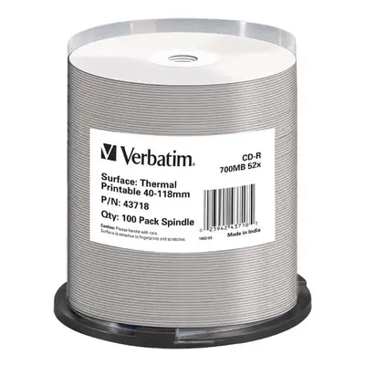 Verbatim CD-R Thermal Printable - No ID Brand 43718 700MB CD-R 52x spindle 100-pack