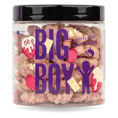 BIG BOY® Jahoda se smetanou - Jahodové plátky v bílé čokoládě se smetanou 150 g