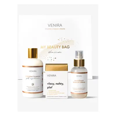 VENIRA beauty bag, dárková sada proti vypadávání vlasů - kapsle pro vlasy, šampon proti vypadává