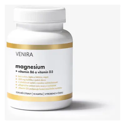 VENIRA magnesium s vitaminem B6 a vitaminem D, 90 kapslí