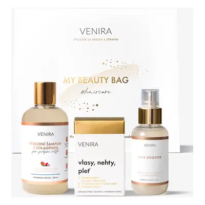 VENIRA beauty bag, dárková sada pro podporu růstu vlasů - kapsle pro vlasy, šampon s kolagenem p