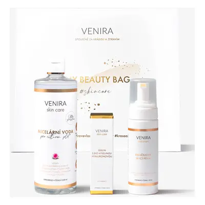 VENIRA beauty bag, dárková sada pro čištění a péči o pleť - obličejová mycí pěna, micelární voda