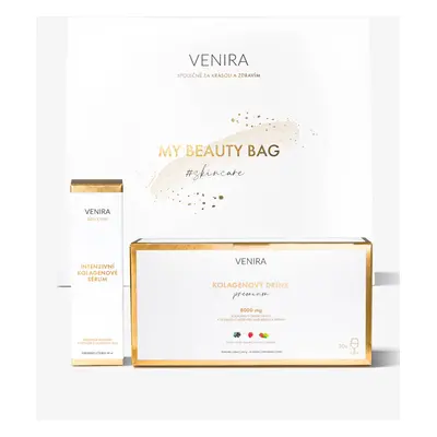 VENIRA beauty bag, dárková sada - intenzivní kolagenové sérum, PREMIUM kolagenový drink mix 3 př