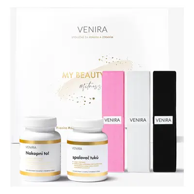 VENIRA beauty bag, dárková sada - nakopni to!, spalovač tuků, sada odporových gum na cvičení