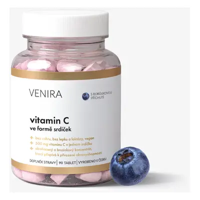 VENIRA vitamin C ve formě kostiček - borůvka, 90 srdíček