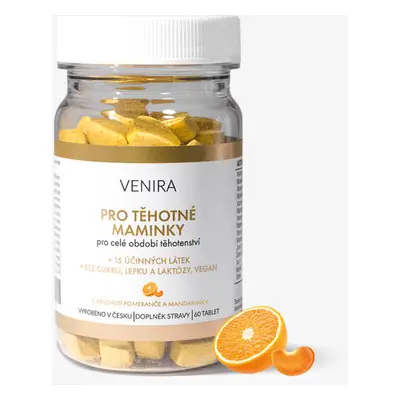 VENIRA vitamíny pro těhotné ženy, 1-3 trimestr, pomeranč a mandarinka, 60 srdíček