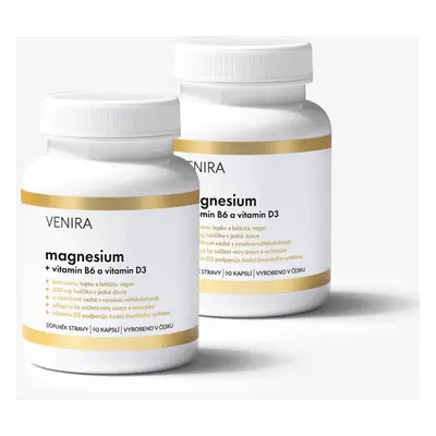 VENIRA magnesium s vitaminem B6 a D, 2 balení za lepší cenu, 180 kapslí