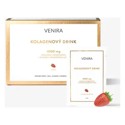 VENIRA kolagenový drink pro vlasy, nehty a pleť, jahoda, mořský kolagen, 30 sáčků