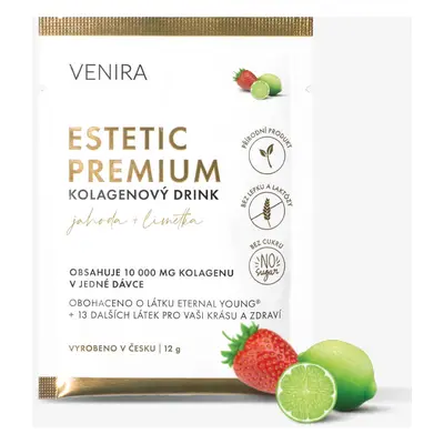 VENIRA ESTETIC PREMIUM kolagenový drink pro vlasy, nehty a pleť - vzorek, jahoda-limetka, 12 g