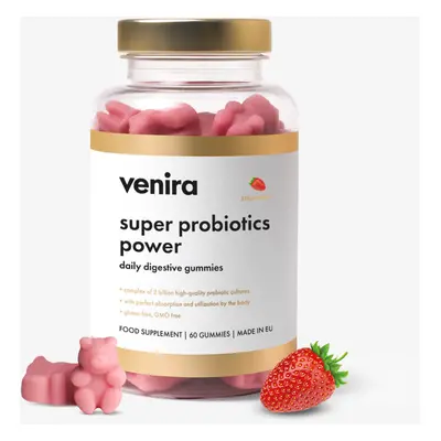 VENIRA super probiotics power - daily digestive gummies, jahoda, 60 bonbónů