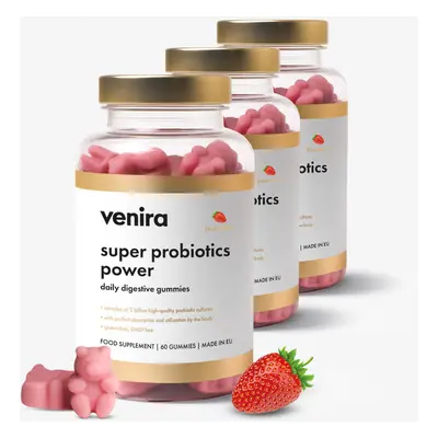 VENIRA super probiotics power - daily digestive gummies, jahoda, 180 bonbónů