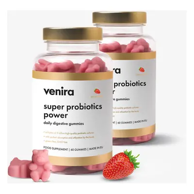 VENIRA super probiotics power - daily digestive gummies, jahoda, 120 bonbónů