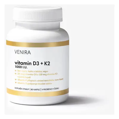 VENIRA vitamin D3 + K2, 80 kapslí