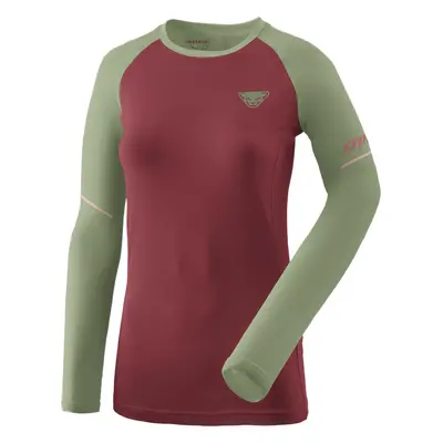 Triko Dynafit ALPINE PRO W LS TEE burgundy 2024 Barva: vínová / zelená