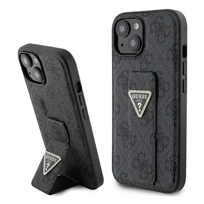 Pouzdro Guess Grip Stand 4G Triangle Strass pro iPhone 15 - černé