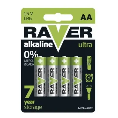 Alkalická baterie RAVER AA (LR6) - 4 ks