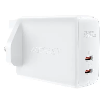 Síťová nabíječka Acefast GaN (britská zástrčka) 2x USB typu C 50W, Power Delivery, PPS, Q3.0, AF