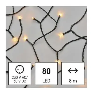 LED vánoční řetěz, 8 m, venkovní i vnitřní, vintage, časovač