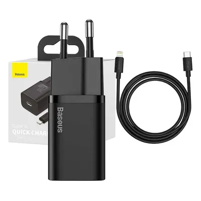 Baseus Super Si Quick Charger 1C 20W s kabelem USB-C na Lightning 1m (černý)