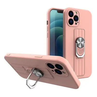 Silikonové pouzdro Ring Case s úchytem na prst a stojánkem pro Xiaomi Redmi Note 11 Pro růžové