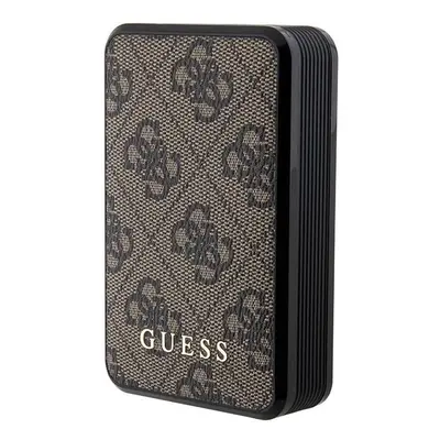 Guess 4G Leather Metal Logo 18W 10000mAh powerbank - hnědá