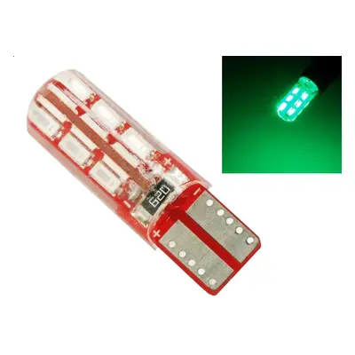 LED auto žárovka T10 W5W 24 SMD 3014 CAN BUS Silikon ZELENÁ