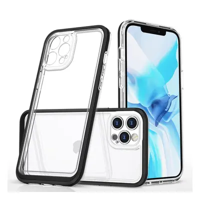 Průhledné pouzdro 3v1 pro iPhone 12 Pro Max gelové pouzdro s rámečkem černé