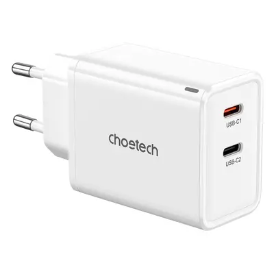 Choetech PD6013 2x USB-C PD 65W GaN síťová nabíječka - bílá