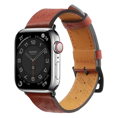 Kožený řemínek Apple Watch Ultra, SE, 9, 8, 7, 6, 5, 4, 3, 2, 1 (49, 45, 44, 42 mm) náramek červ