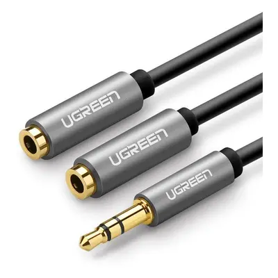 UGREEN AUX audio rozbočovač 3,5 mm jack kabel, 20 cm (šedý)