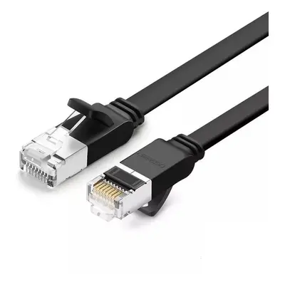 UGREEN plochý síťový kabel s kovovými zástrčkami, Ethernet RJ45, Cat.6, UTP, 3 m (černý)