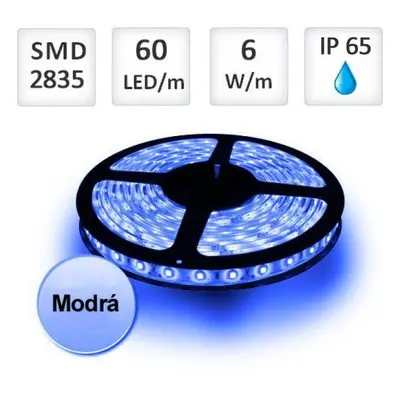 LED pásek Profi 6 W/m 12V 60 led 2835 modrá 1m ip65