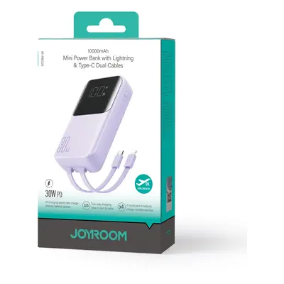 Joyroom mini powerbanka JR-PBC06 s integrovanými kabely USB-C / Lightning 30W 10000mAh - bílá