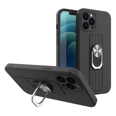 Silikonové pouzdro Ring Case s úchytem na prst a stojánkem pro Samsung Galaxy A22 4G černé