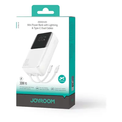 Joyroom mini powerbank JR-PBC07 20000mAh 30W s kabely USB-C a Lightning - bílá