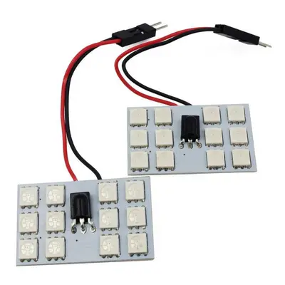 Panel LED RGB 12-chip 2x6 + adaptéry C5W a W5W s IR ovladačem