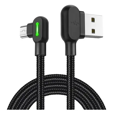 Úhlový kabel USB-Micro USB Mcdodo CA-5280 LED, 3 m (černý)