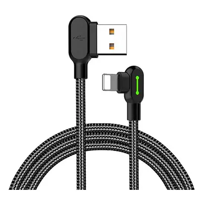 Úhlový kabel USB na Lightning Mcdodo CA-4674 LED, 0,5 m (černý)