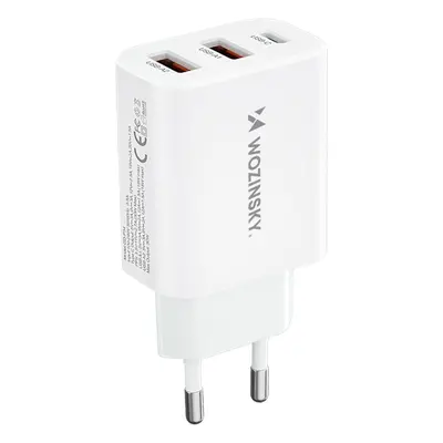 Wozinsky CWCUCW 30W USB-C / 2 x USB-A síťová nabíječka - bílá