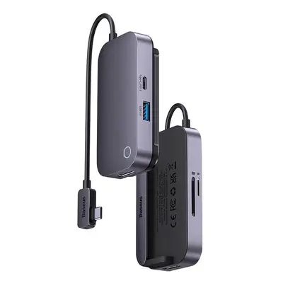 Rozbočovač 6v1 Baseus PadJoy Series USB-C na USB 3.0 + HDMI + USB-C PD + 3,5mm jack + SD/TF (šed