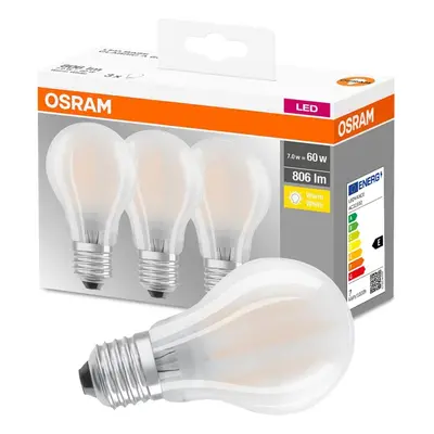 3PAK LED žárovka LED E27 A60 7W = 60W 806lm 2700K Teplá 300° Filament OSRAM Base