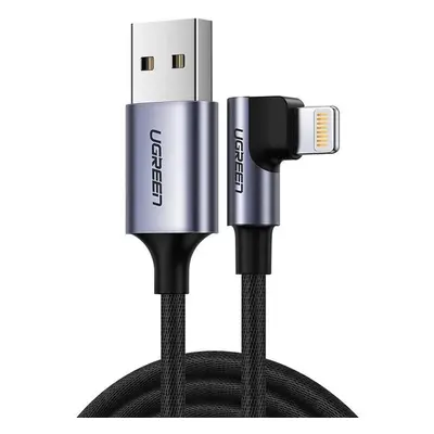 Úhlový kabel USB na Lightning UGREEN US299, MFi, 1m (černý)