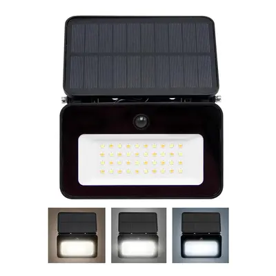 Solight LED solární reflektor se senzorem, 6W, 660lm, 3CCT, Li-Ion, černá