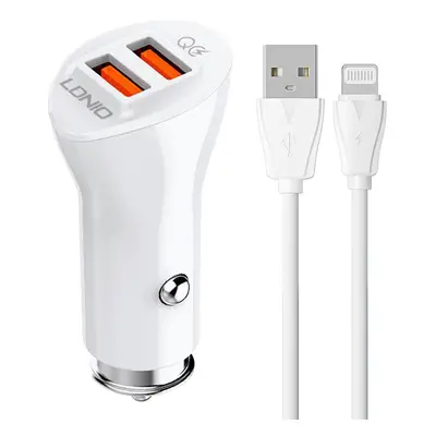 LDNIO C511Q 2USB nabíječka do auta + kabel Lightning