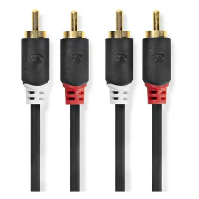 Nedis stereo audio kabel, 2x RCA konektor- 2x RCA konektor, pozlacené, 3m