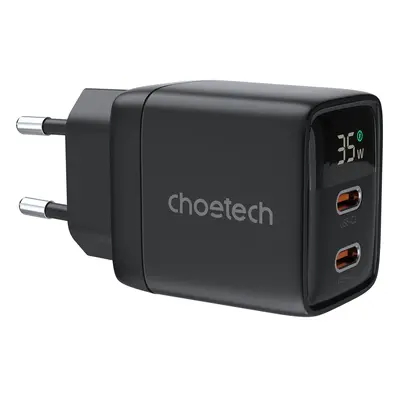 Choetech PD6051 USB-C USB-C PD 35W GaN síťová nabíječka s displejem - černá