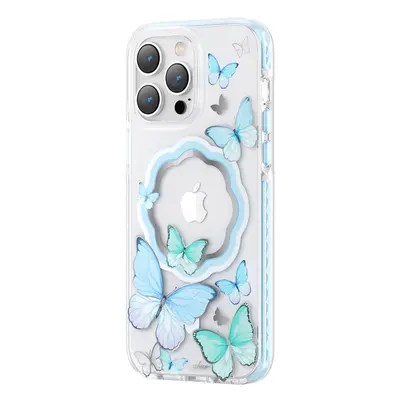 Kingxbar Butterfly Series magnetické pouzdro pro iPhone 14 Pro MagSafe butterfly case blue