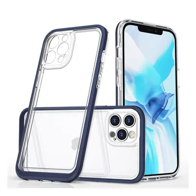 Průhledné pouzdro 3v1 pro iPhone 12 Pro Max, gelové pouzdro s rámečkem, modré