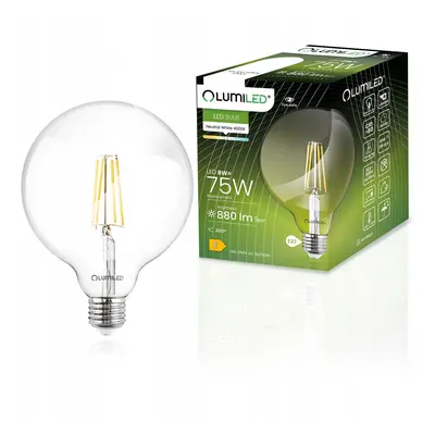 LED žárovka E27 G95 8W = 75W 4000K Neutrální Globe Filament LUMILED