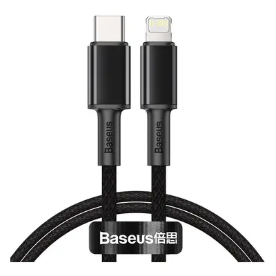 Kabel USB-C na Lightning Baseus High Density Braided, 20W, 5A, PD, 2m (černý)